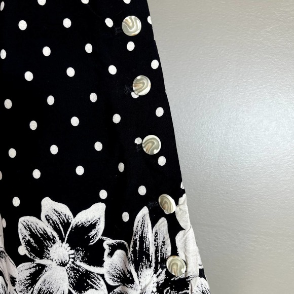 Anthropologie Chesapeake Wide-Legs Black White Polka Dot Floral Pants Size‎ 4 - Picture 11 of 16